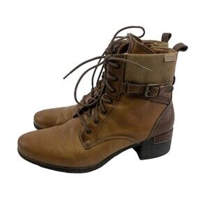 Pikolinos Malaga Lace Up Ankle Boots Brown Leather Low Heel Womens 40 US 9-9.5